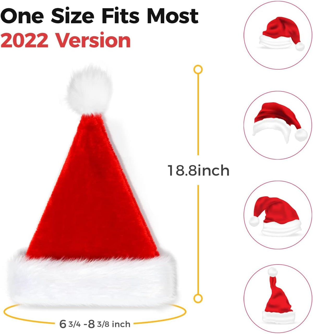Santa Hat: Christmas Hat Adult - Santa Hat for Women and Men - Led Santa Hat